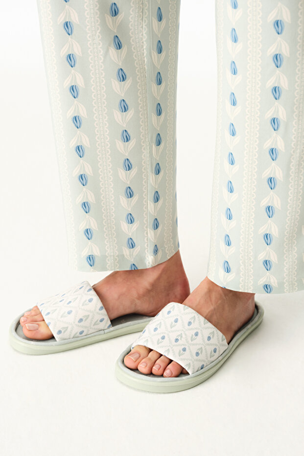 Light Green Serenity Floral Slipper