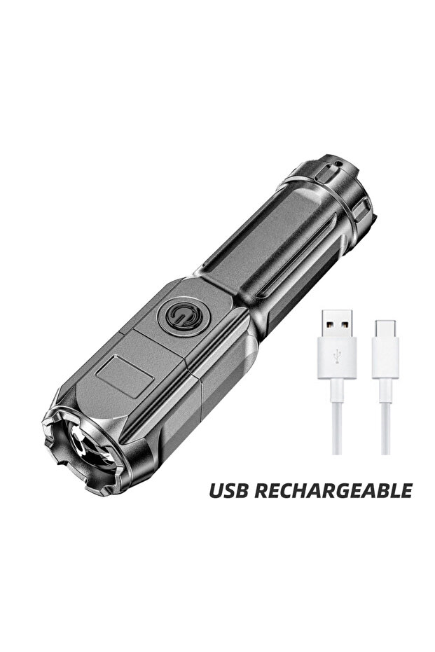 ZOOM Flashlight Mini Flashlight Zoomable Fus Light USB Rechargeable Portable Flashlight Outdoor Camp