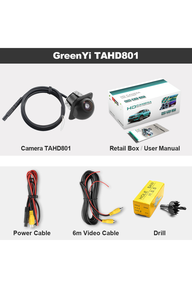AHD1080P 801 GreenYi Dynamic Trajectory AHD 1080P Car Rear View Camera Intelligent Track Guide Line