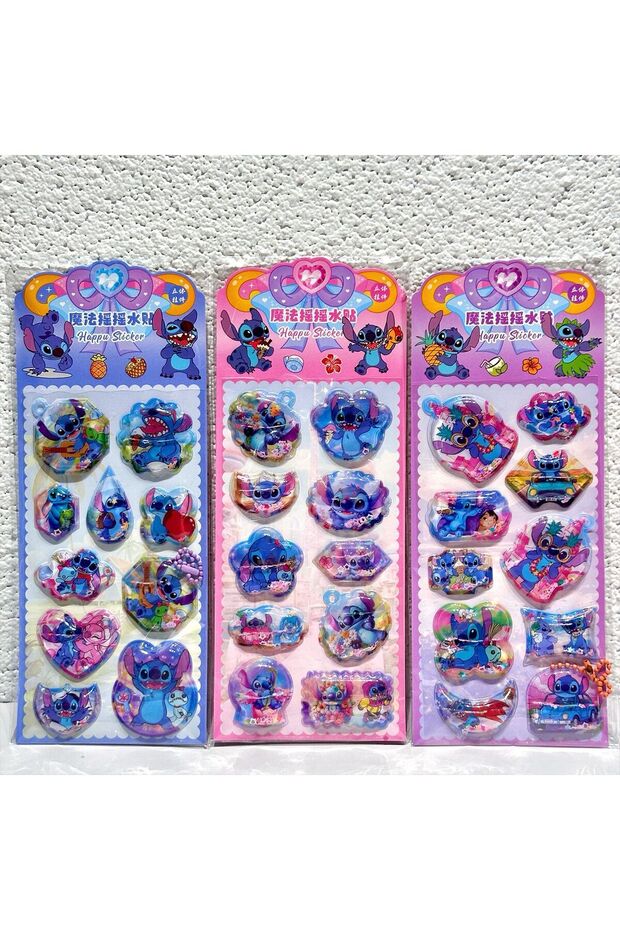 Random-1PCS Cartoon Kawaii Disney Stitch Stickers Cute 3D Shake Water Stickers 3d Decorative Cute St