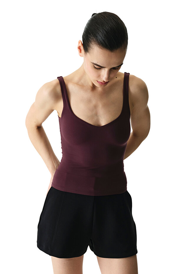 Burgundy Heart Neck Soft Textured Undershirt