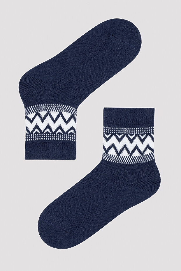 Boy's Navy Blue Zigzag Socks