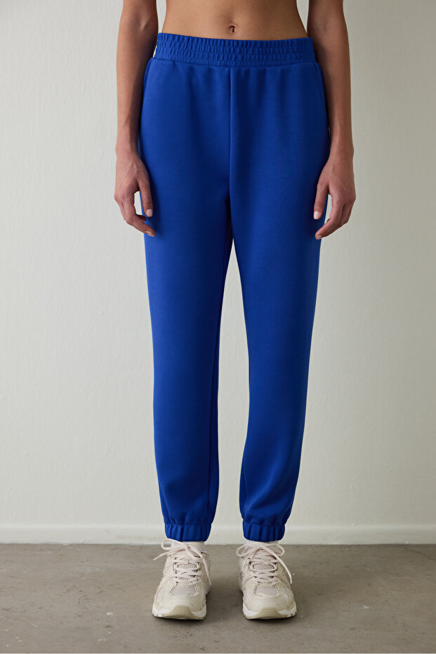 Cobalt Blue Silky Feel Normal Waist Jogger