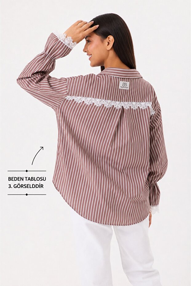Women's Striped Oversize 100% Cotton Long Sleeve Shirt