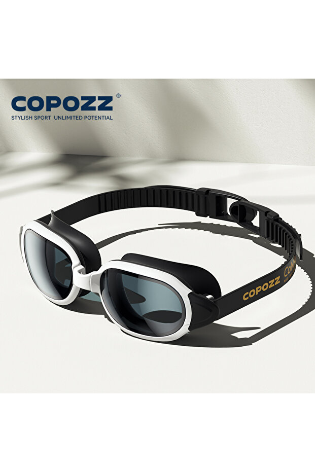 Plain Black White COPOZZ New Swimming Goggles Myopia Men Women Imported Lasting Anti Fog UV Protecio
