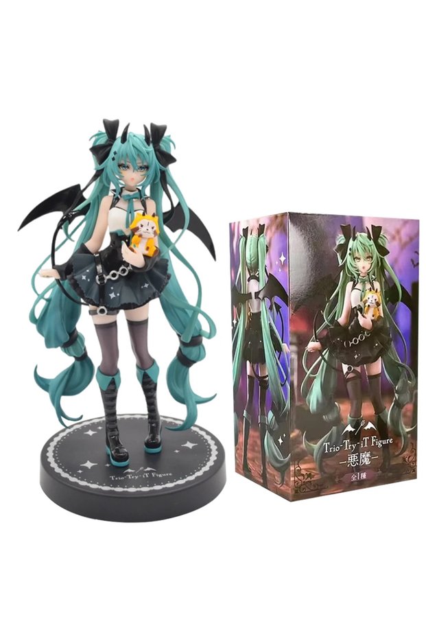 with box 19cm Anime Little Devil Hatsune Miku Handmade Little Raccoon Miku Dark Angel Handmad