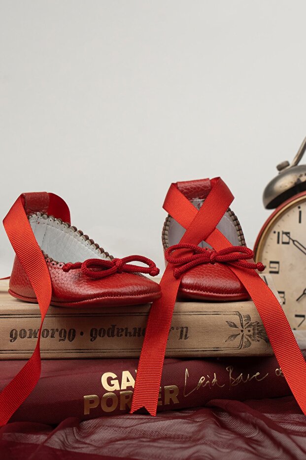 Lady Genuine Leather Baby Girl Ballerinas Red Pearlescent
