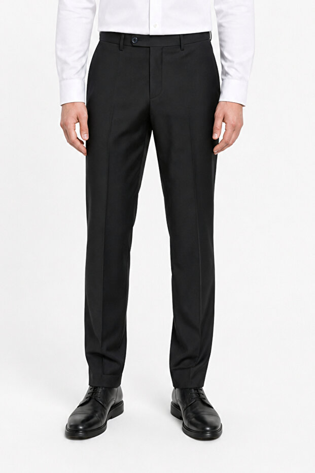 Men's Black Side Pocket Basic Comfort Fit Flexible Trousers 1003255005
