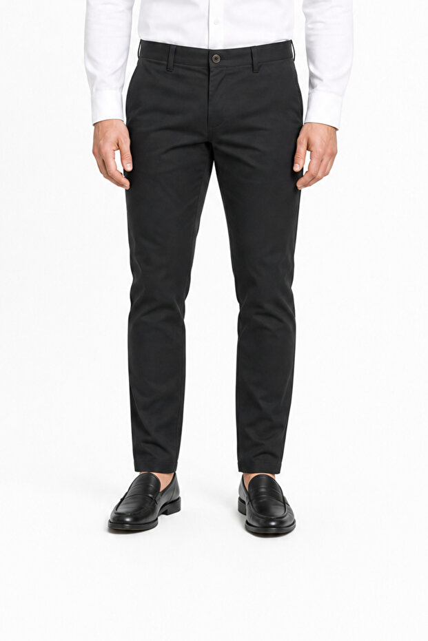 Black Side Pocket Slim Fit Cotton Chino Trousers 1003260168