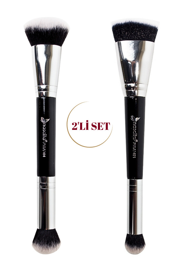 Double-Sided Professional Makeup Brush(Angled Foundation & Concealer)+494 (Illuminator & Concealer)