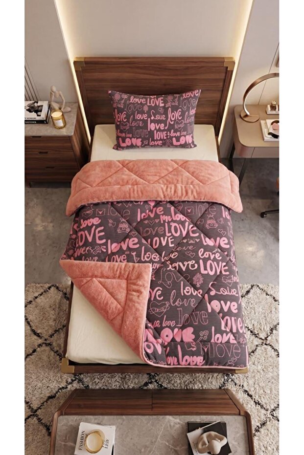 Single Double Sided Welsoft Quilt Powder Love