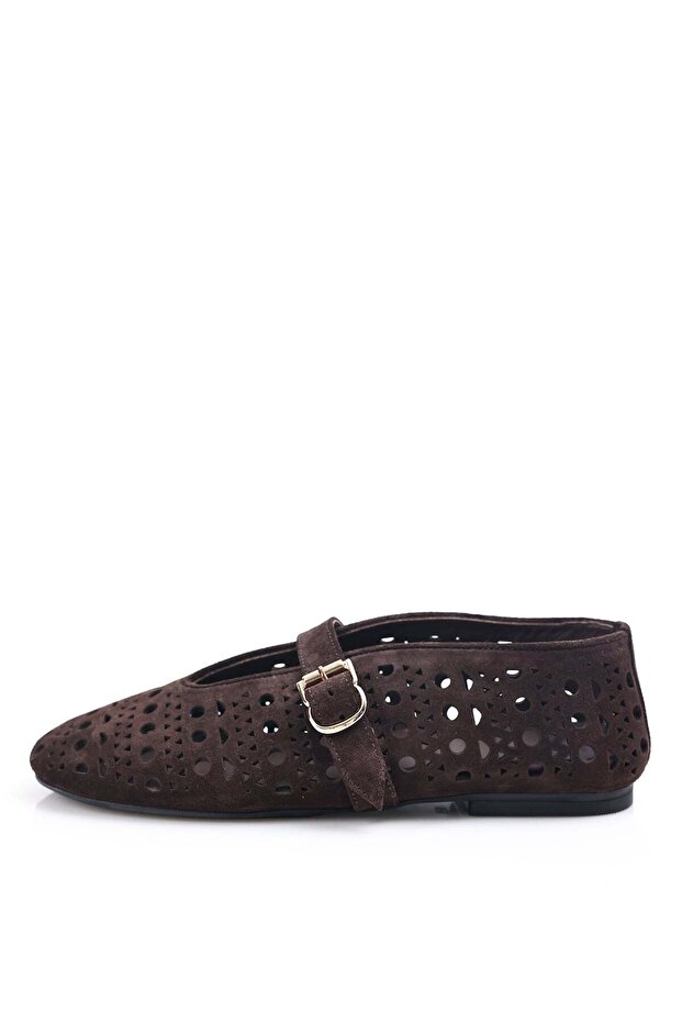 Brown Perforated Ballerinas 26023