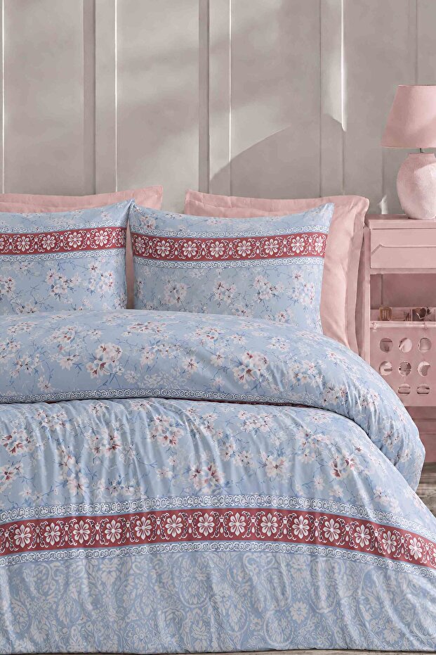 Elastic Sheet Duvet Cover Set Double Size Lora Blue