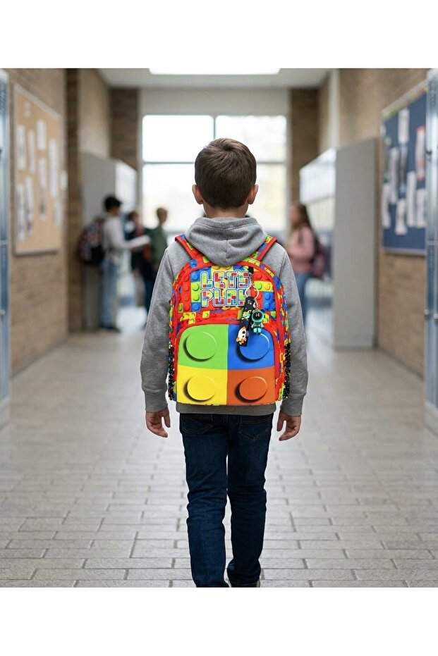 School Bag + Pen Holder + Keychain Set for Kindergarten and Nursery