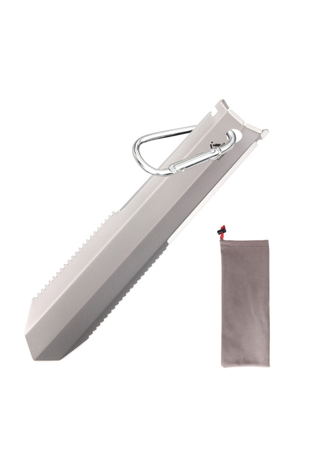 Silver Tomshoo Titanium Garden Hand Serrated Shovel Outdoor Camping Hiking Backpacking Trowel with C