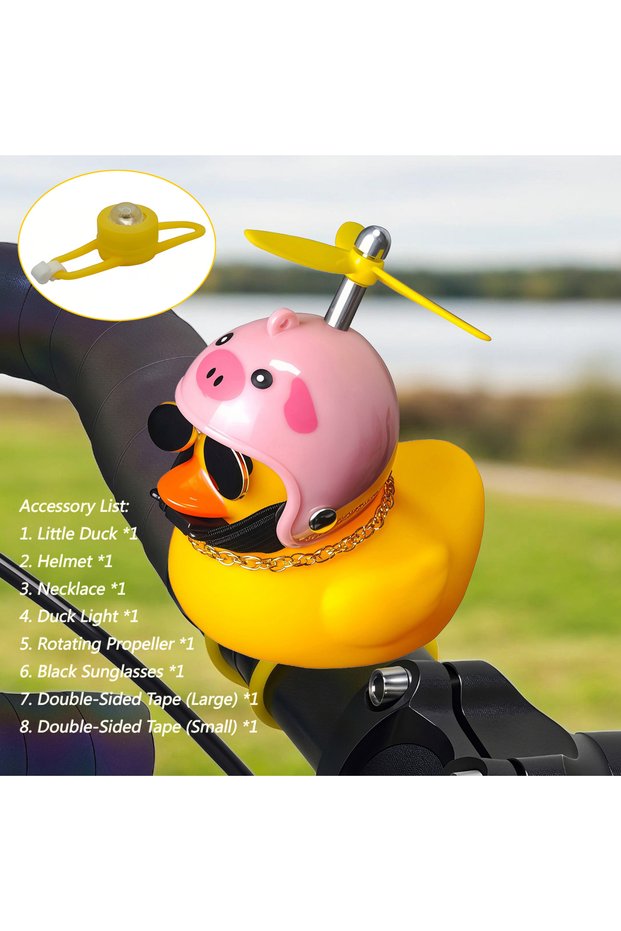 Pig Light Bicycle Bell Yellow Duck Cartoon Little Yellow Ducks Helmet Head Light Shining Duck Bicycl