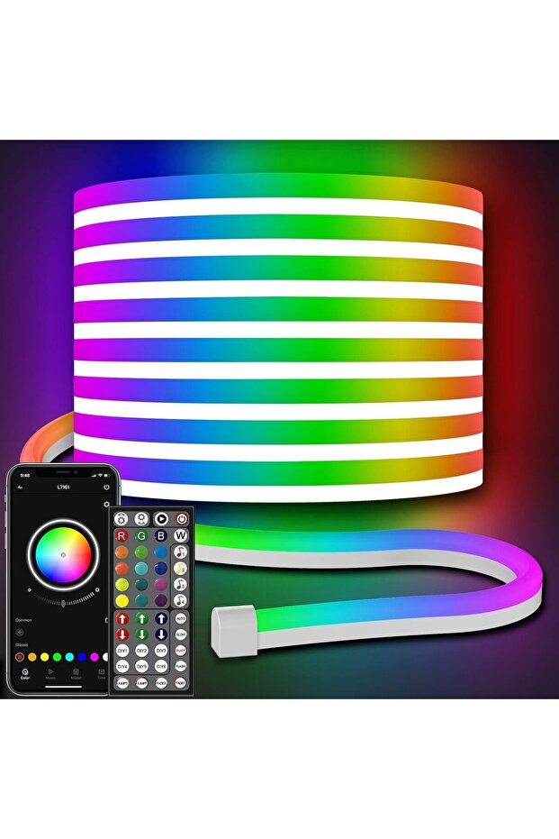 30m (2rolls) EU Plug 24v RGB Neon 30M/20M Mexllex RGB Neon Light Strip with APP &Remote, Color Chang