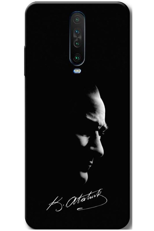 Xiaomi Redmi K30 Compatible Case Mustafa Kemal Atatürk Black Silicone Case (Printed)