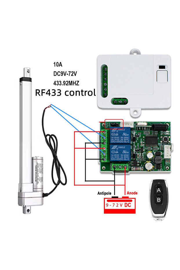 RF433 Control Electric Actuator Motor Controller,Universal DC12V 24V 32V 2 Channel Relay Switch M...