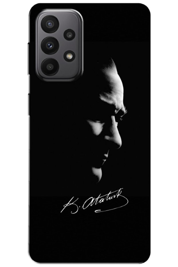 Samsung Galaxy A23 Compatible Case Mustafa Kemal Atatürk Black Silicone Case (Printed)