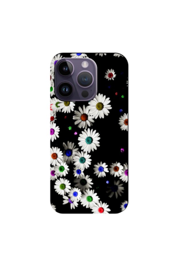 حافظة سيليكون متوافقة مع هاتف Apple iPhone 14 Pro Daisy V1 (مطبوعة)