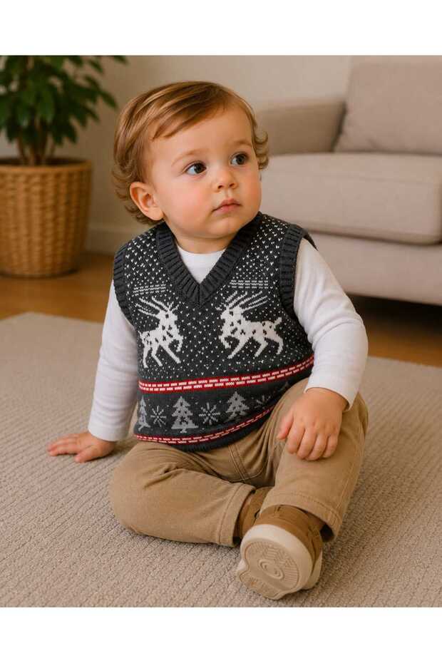 Deer Patterned Baby Sweater
