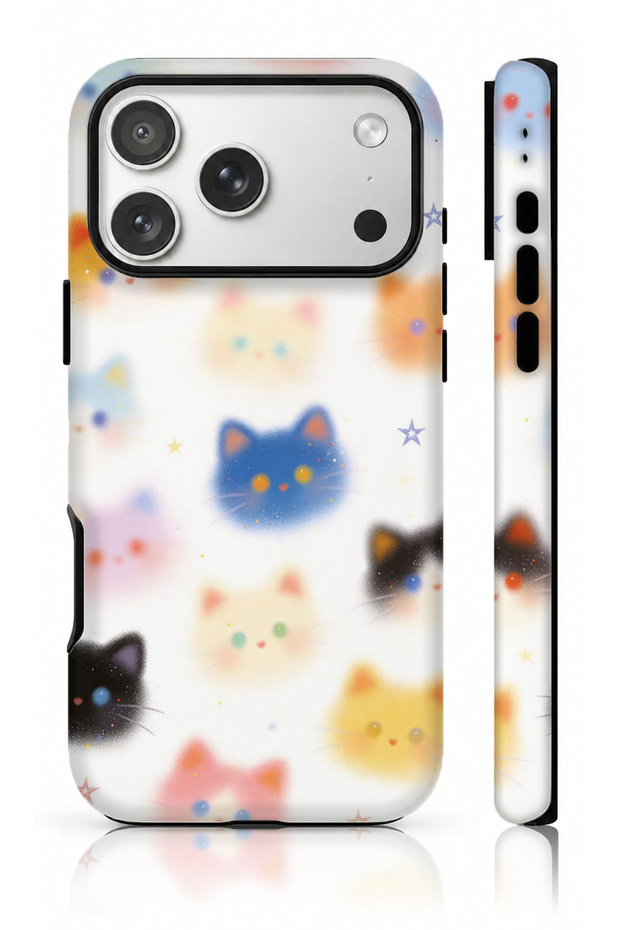 Compatible with iPhone 17 Pro Max / 18 Pro Max - Colorful Cats Tough Cover, Dual Layer Protective Phone Case