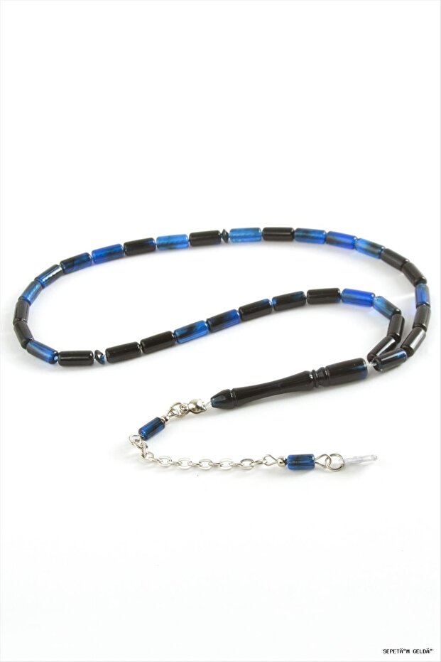 Spt-Gld Capsule Plastic Prayer Beads 4X10 (45315) mm Navy Blue