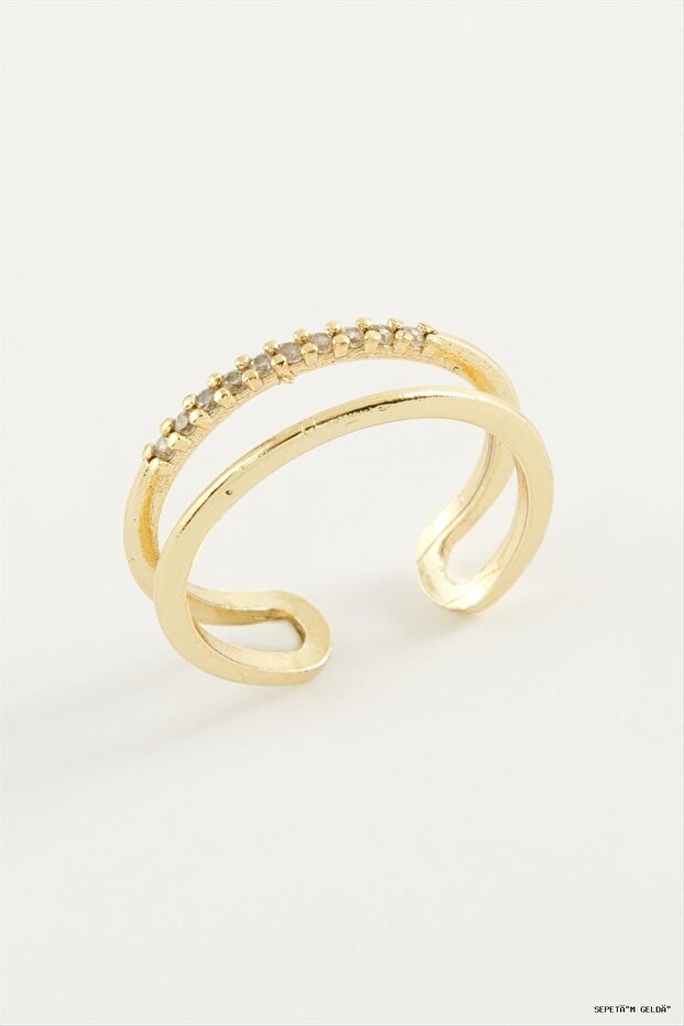 Spt-Gld Double Zircon Stone (45533) Ring Yellow
