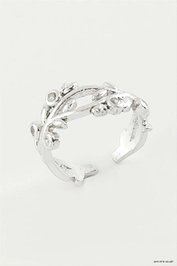 Spt-Gld Metal Ring with Tree Stone (45127) Silver Color