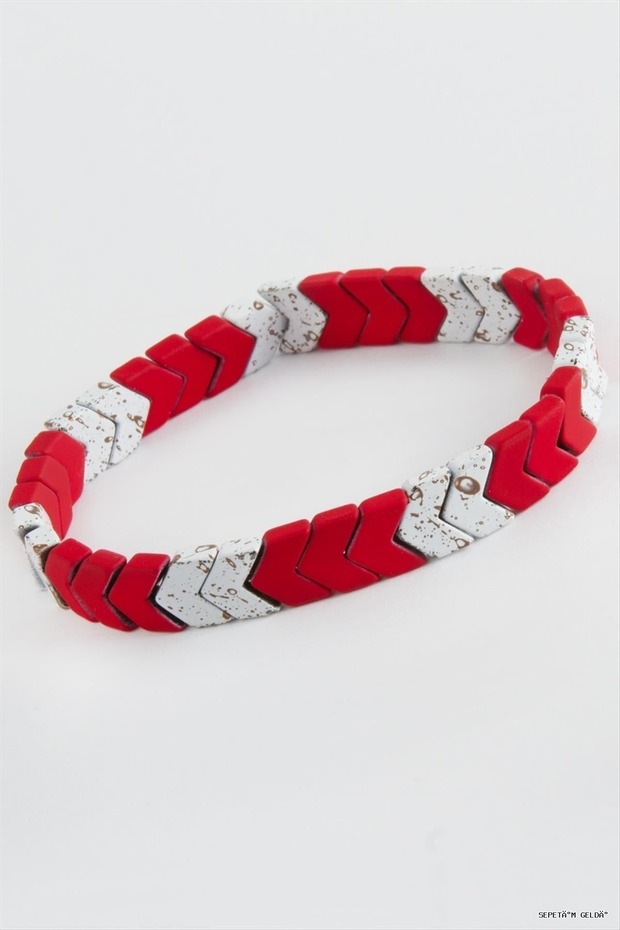 Spt-Gld Fan Sergeant Hematite Natural Stone (55726) Bracelet Red