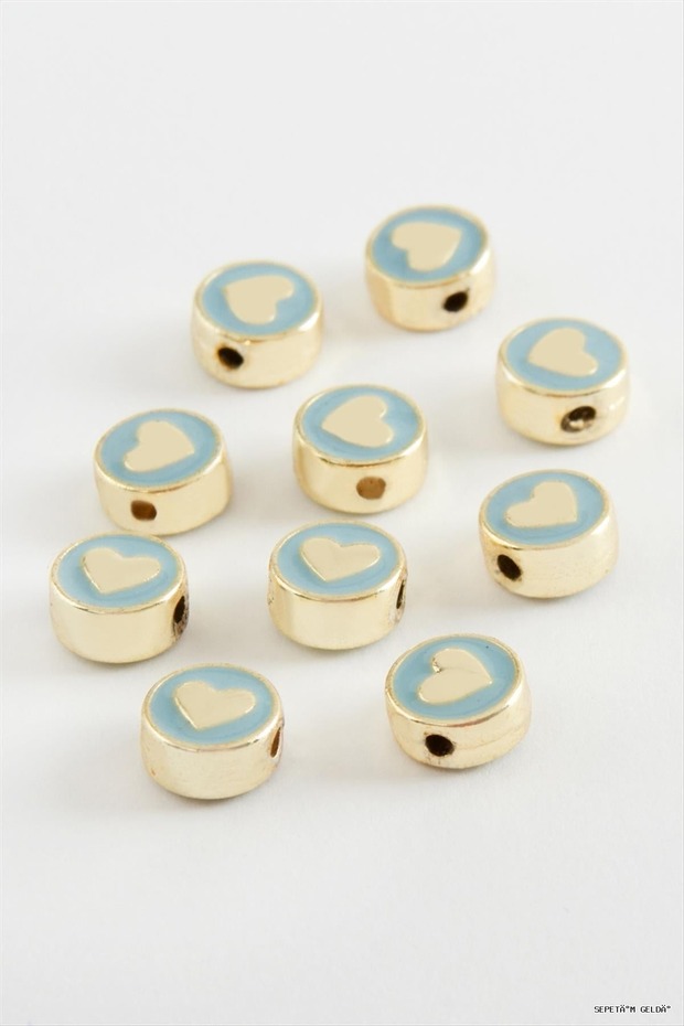 Spt-Gld Heart Enamel Horse 1 Piece (52917) Blue