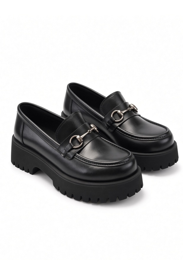 Women's Buckle-Strap Light Sole Casual Loafer Shoes - Black Patent Leather