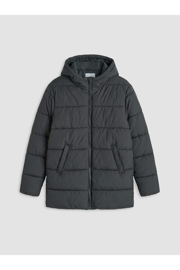 Anthracite Hooded Boys' Puffer Jacket