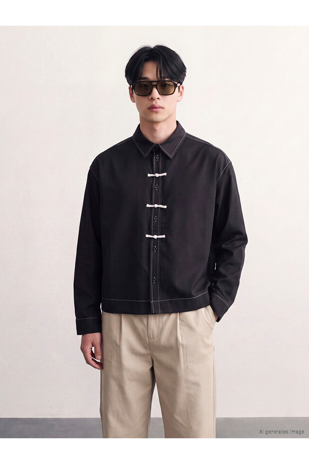 Black Loose Fit Men's Shirt