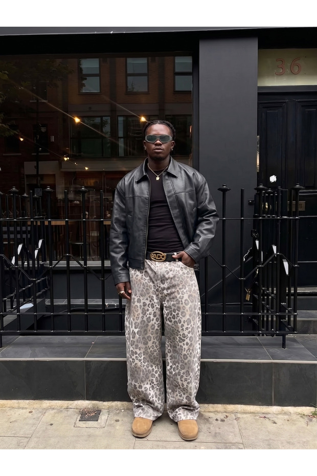 New season boxy fit faux leather jacket for men
