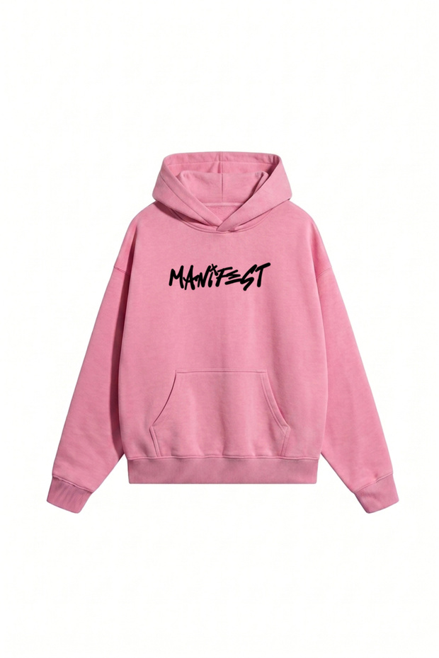 Unisex Men'S/Women's Manifest Printed Oversize Cotton Hooded Sweatshirt