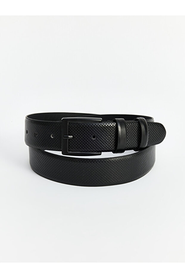 Faux Leather Men's Belt with Openwork Metal Buckle for Style Enthusiasts from Uzg Store