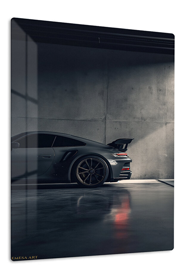 Black Porsche 911 Minimal Garage Metal Wall Art