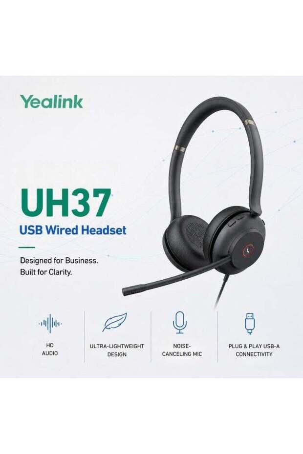 UH37 Dual Teams USB Headset - 35mm Speakers, Dual Noise-Canceling Mic, Dynamic EQ, Microsoft Teams Certified, Wideband HD Audio