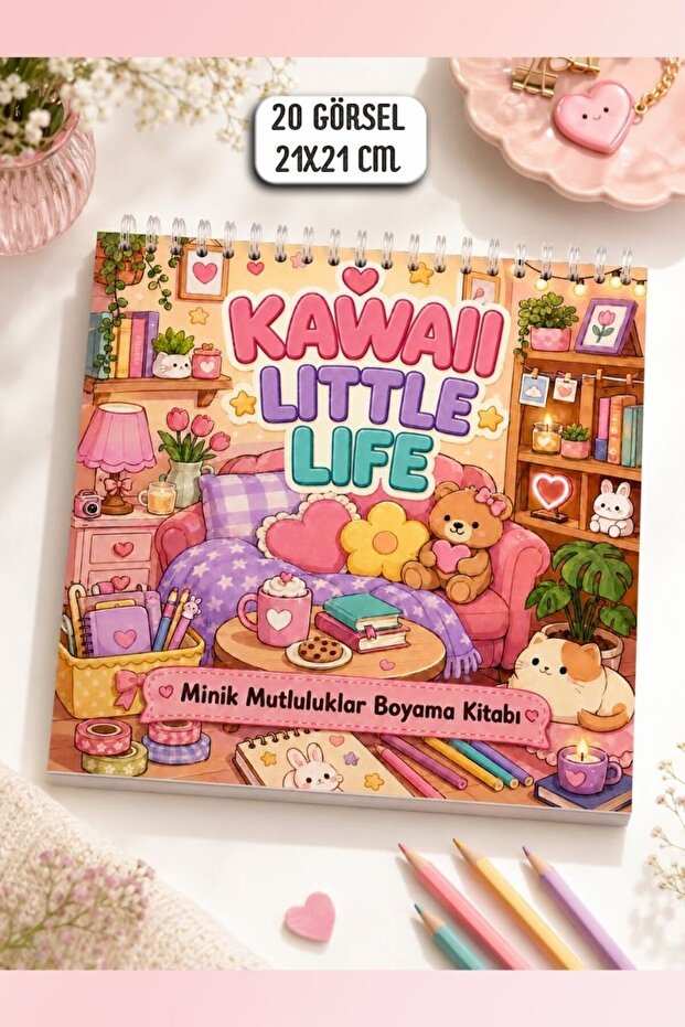 Kawaii Little Life – Tiny Happinesses Coloring Book/Kawaii Cozy Bold & Easy/Easy Coloring with Thick Lines