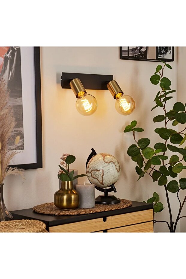 Modern, Rustic, Vintage Movable Matte Gold Headboard 2Xe27 Wall Sconce (Excluding Glop Bulbs)