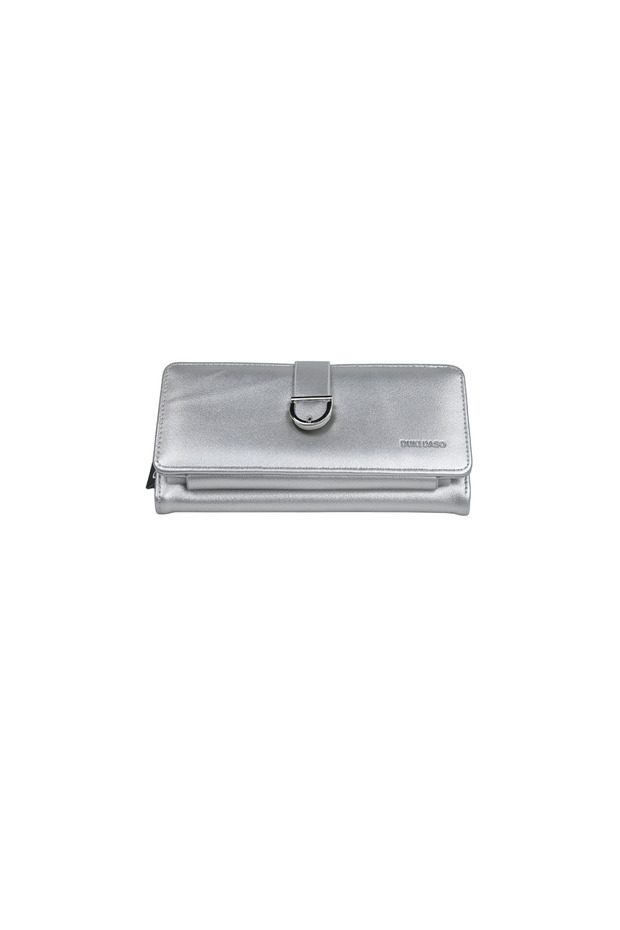 Duki Daso Lockable Silver Multi-Compartment Zippered Long Women's Wallet | Summer N4308 Silver