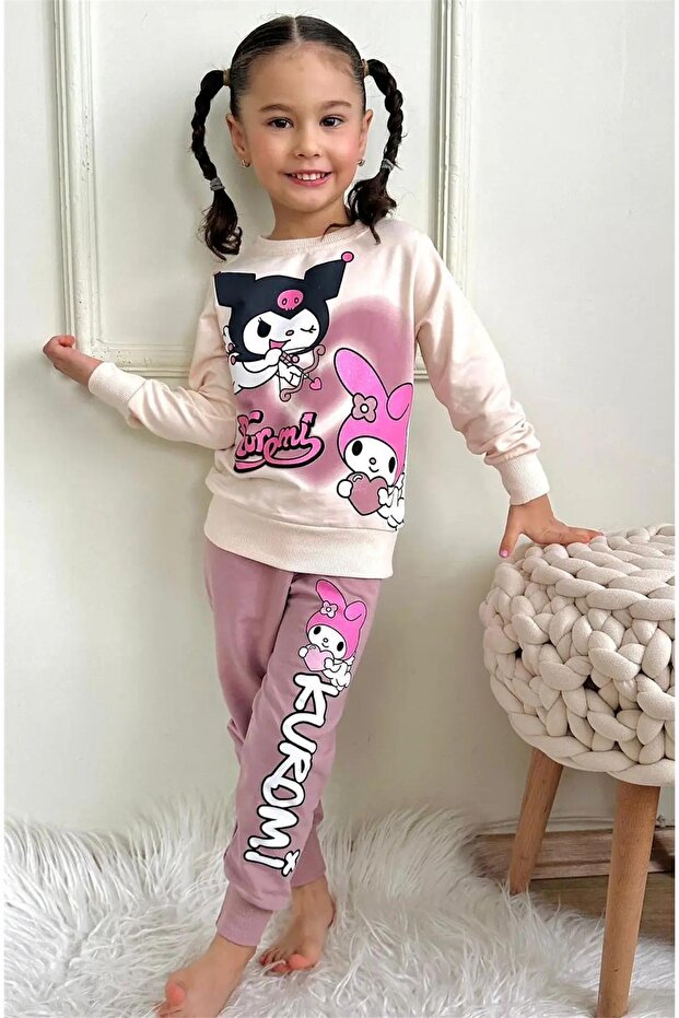 Girl's Patterned 2-Thread Elastic Leg Sweatpants Set - 2020