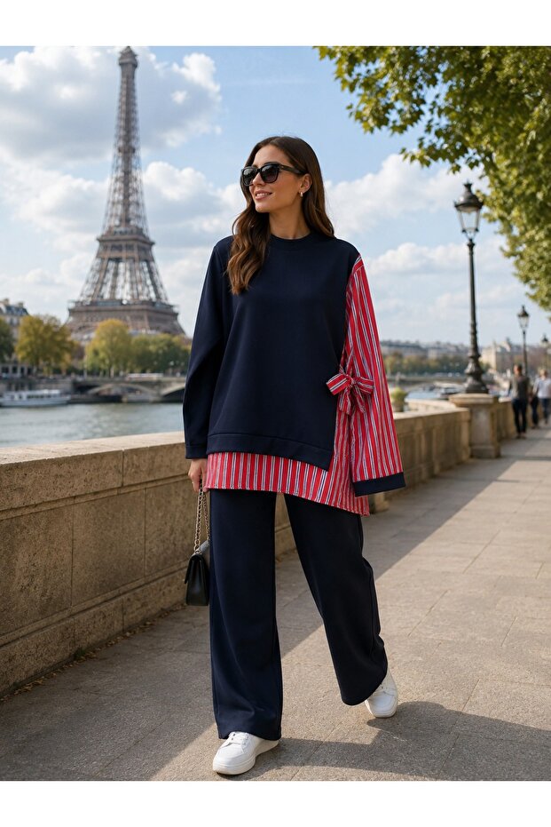 Striped Garnished Suit