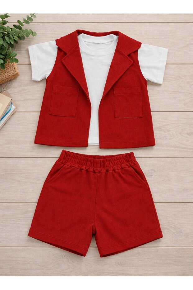 Boy's 3-Piece Combination Woven Summer Outfit with Stylish Design