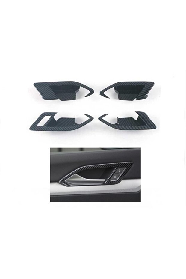 Vw Golf 8 (Mk8) Interior Door Handle Pooling Trim Set Carbon Pattern 4 Pcs 2 Rear 2 Front