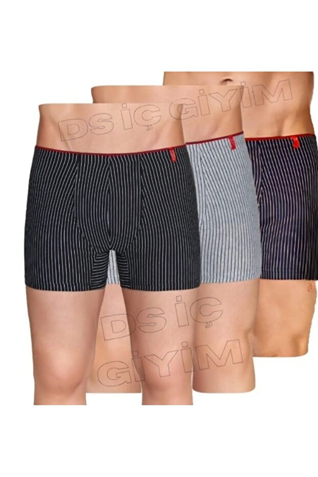 4433 Men's Multicolor Striped Sport Boxer 3 Pieces