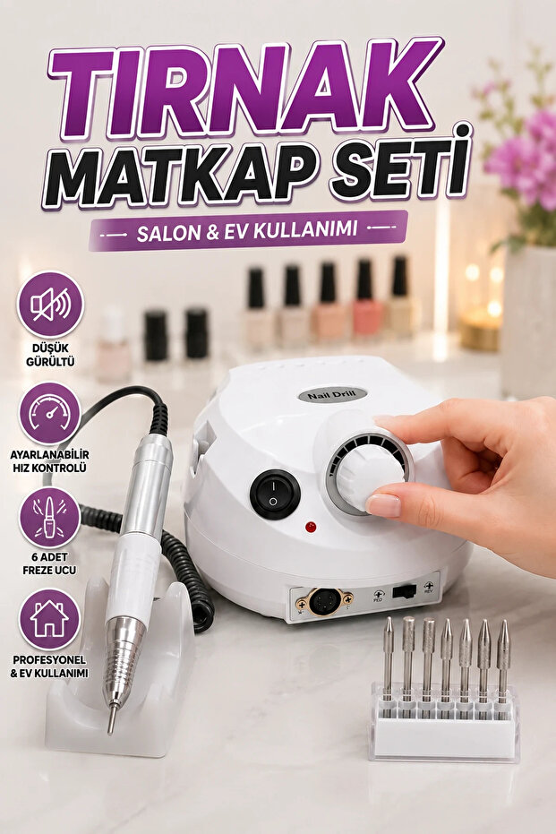 Low Noise Nail Milling Drill Set with Aluminum Body for Professional Salon and Home Use