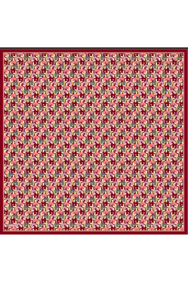 Tivil Silk Scarf 4402 51 Fuchsia Geometric Pattern
